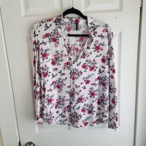 Womens floral long sleeve button up top